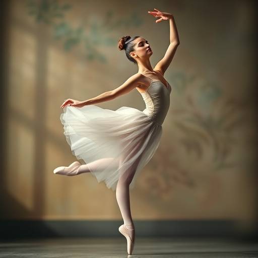 Retrato de uma bailarina em movimento com um fundo desfocado